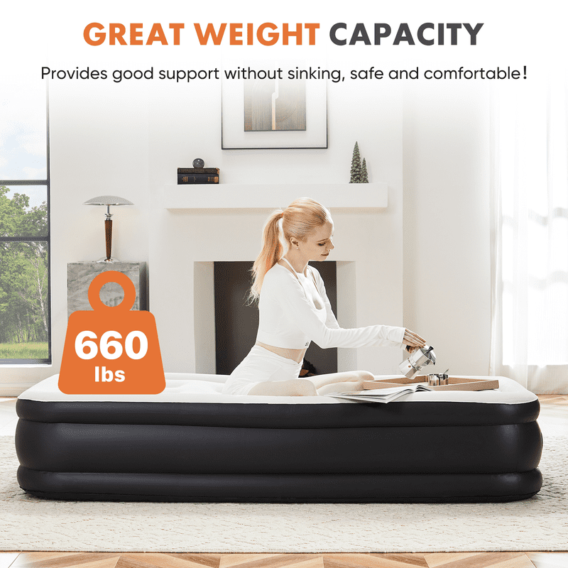 Twin Air Mattress with Built-In Pump - 18-Inch Double Height Inflatable Bed