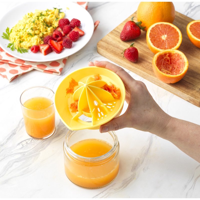 13-Oz. Citrus Juicer with Seed Filter and Pour Spout - Clear and Yellow