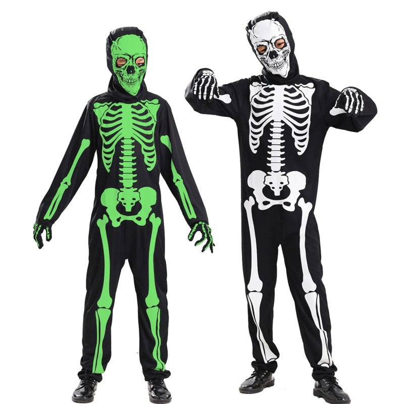 Kids Skeleton Halloween Costume Glow in The Dark 3-Piece Set - 6-7 Years