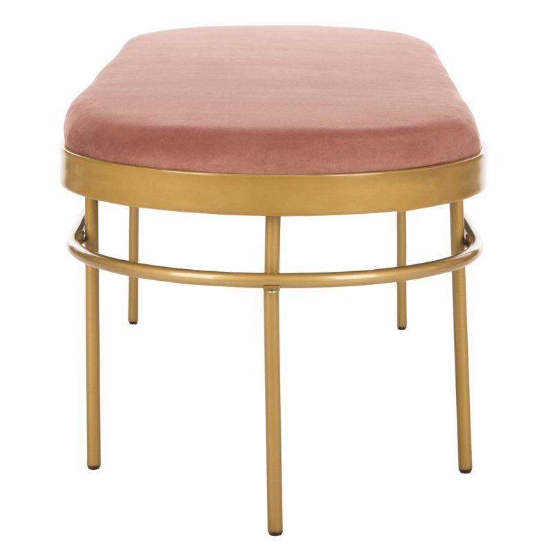 Modern Glam Oval Upholstered Bench - Dusty Rose & Gold