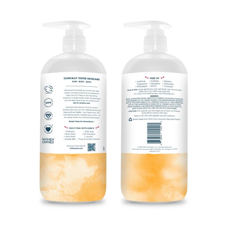 3-in-1 Nourishing Liquid Cleanser - Coconut Oil & Aloe Vera - 32 Fl Oz