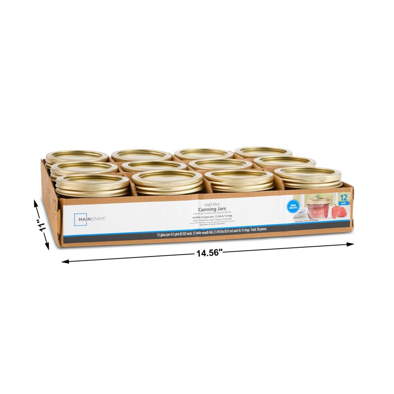 8 oz Wide Mouth Mason Jars - 12 Pack with Lids & Rings - Single