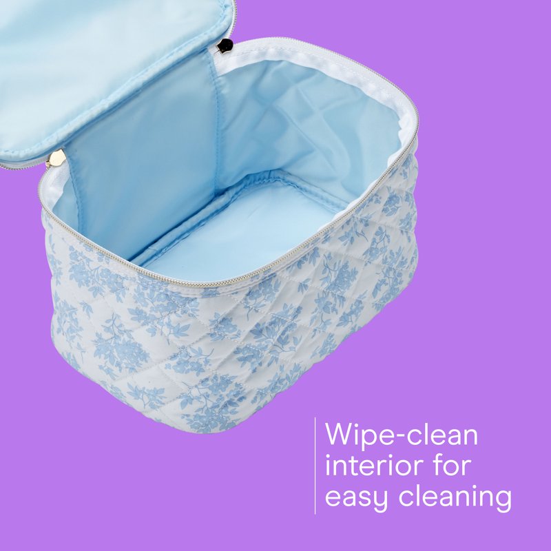 2-Piece Floral Train Case Set with Clear Pouch for Travel Organization