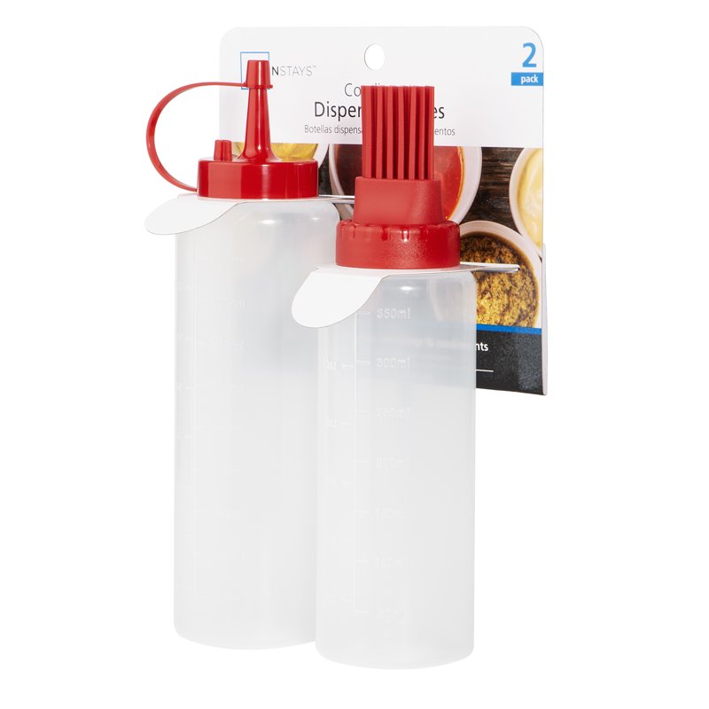 2 Pack Plastic Squeeze Condiment Bottles - 12oz & 16oz