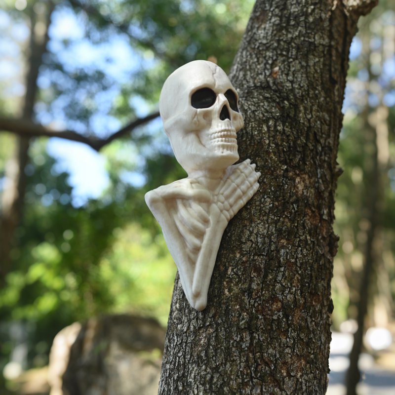 Halloween Skeleton Tree Peeker - 14-Inch Spooky Yard Garden Decor
