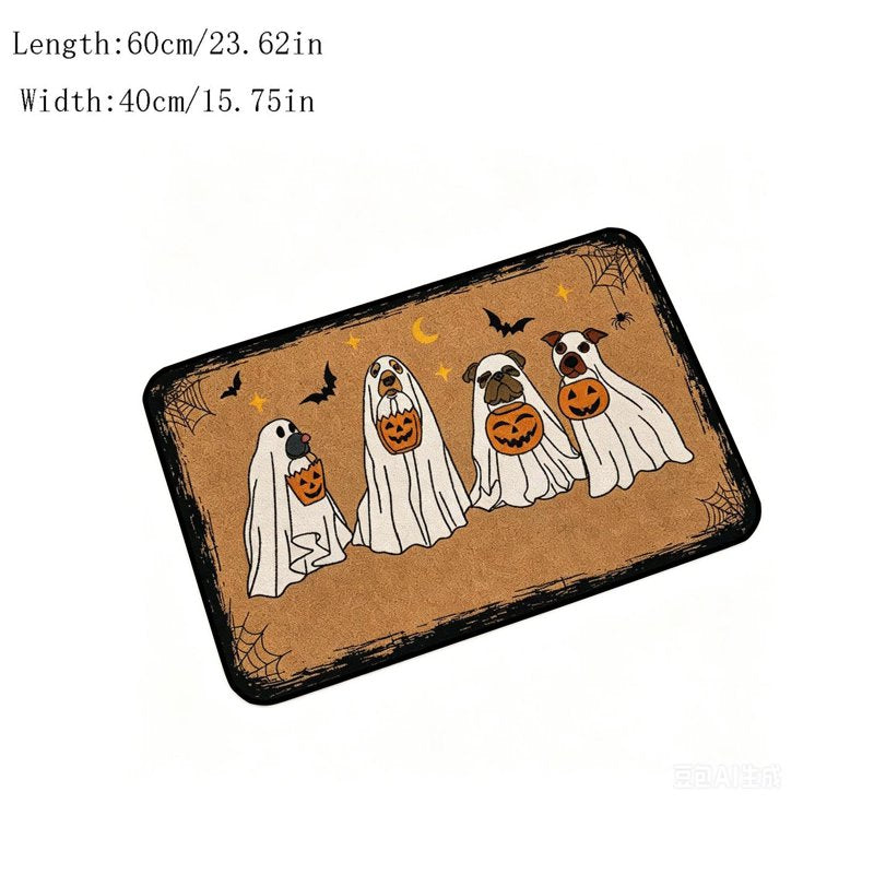 Halloween Door Mat with Cute Dogs in Ghost Costume - Variation 2B