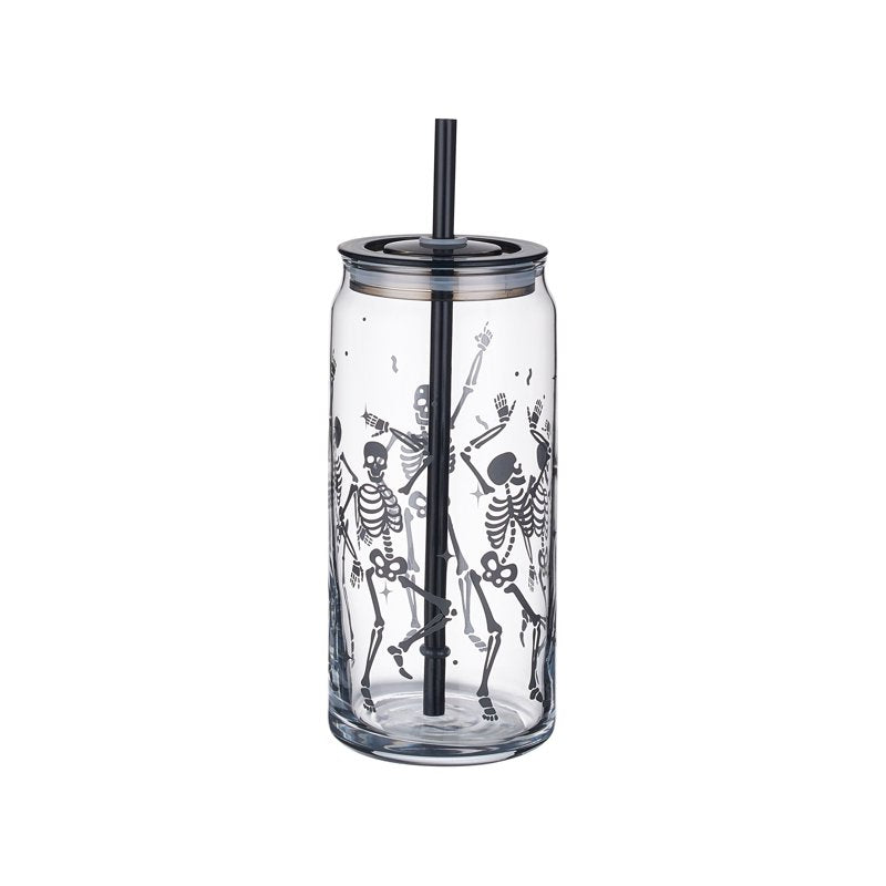 Halloween Dancing Skeleton 20oz Glass Can Sipper Set - 2 Pack