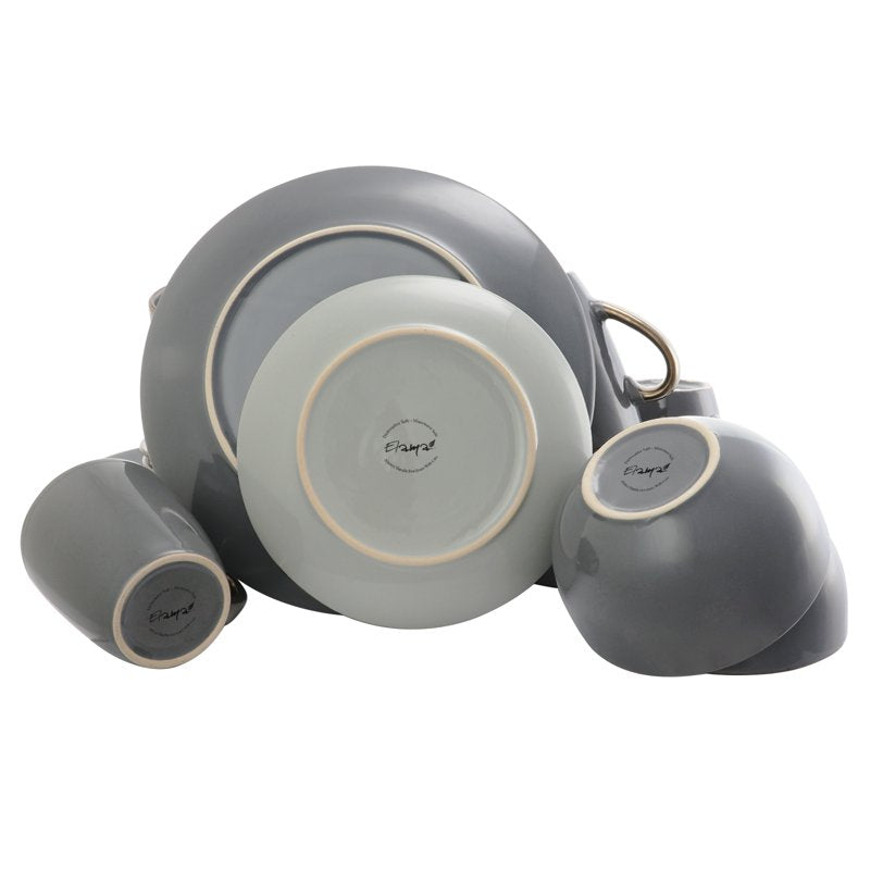 16-Piece Stoneware Dinnerware Set - Gray