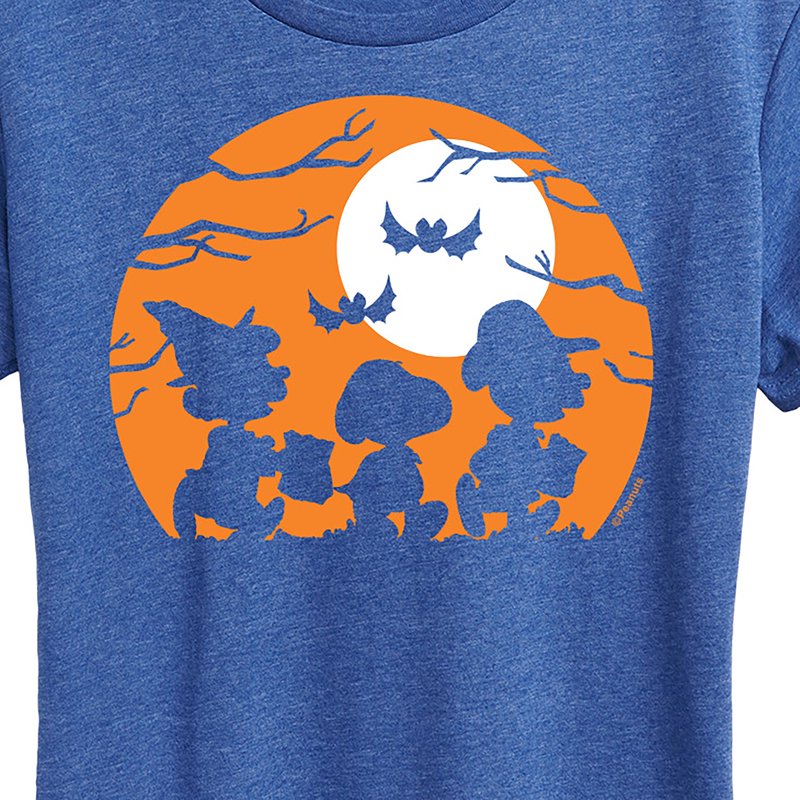 Peanuts Trick Or Treat Silhouettes Women's Heather Royal Blue T-Shirt M
