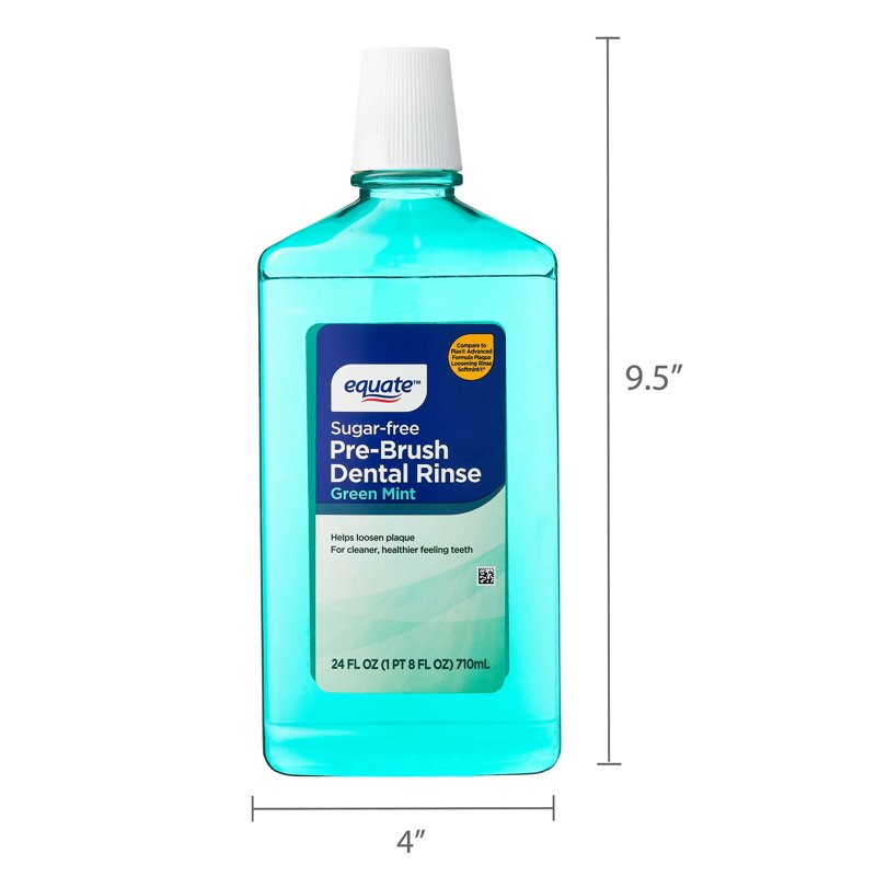 Sugar-Free Pre-Brush Dental Rinse - Plaque Loosening Mouthwash, Green Mint