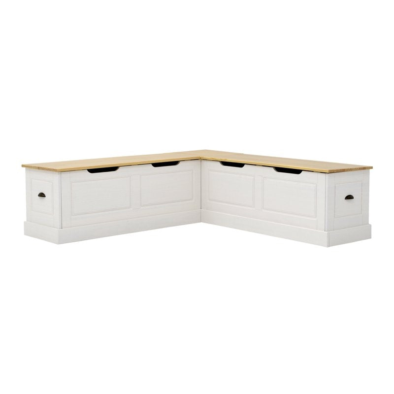 Corner Dining Breakfast Nook with Storage - White/Natural