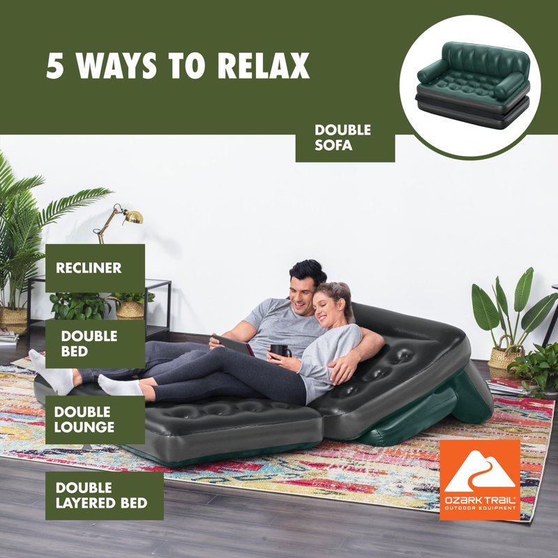 4 Pack Inflatable Air Couch 5-in-1 Multi-Max Lounger Sofa Bed Support