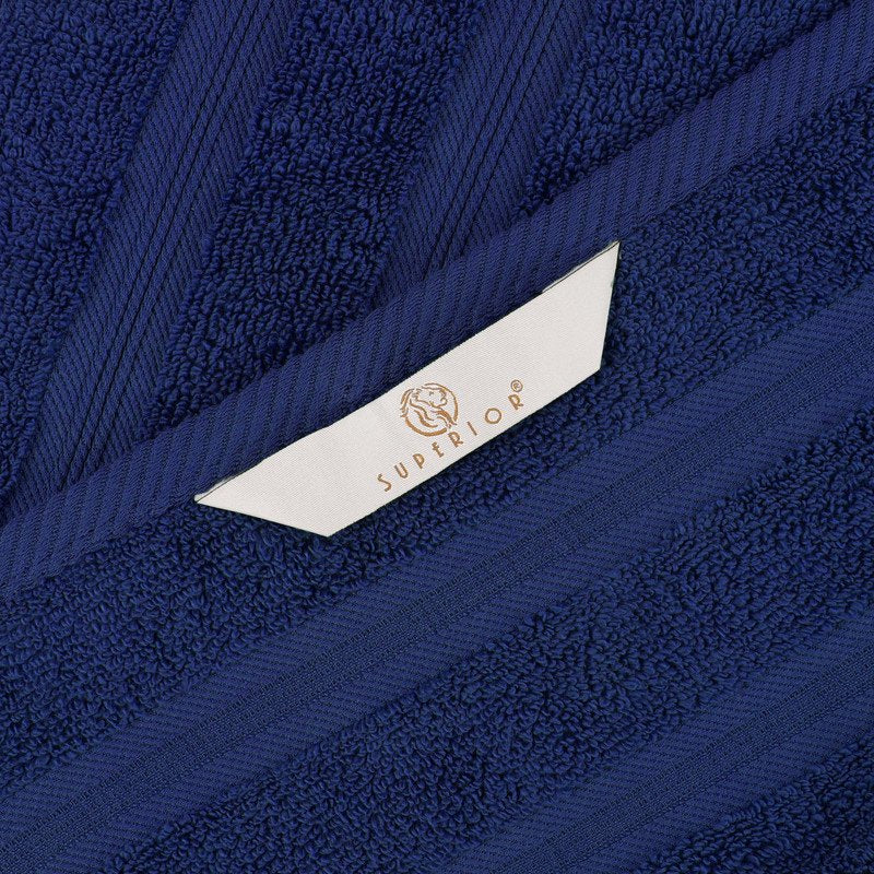 Navy Blue 12-Piece Cotton Towel Set - Soft, Quick Dry, Zero Twist