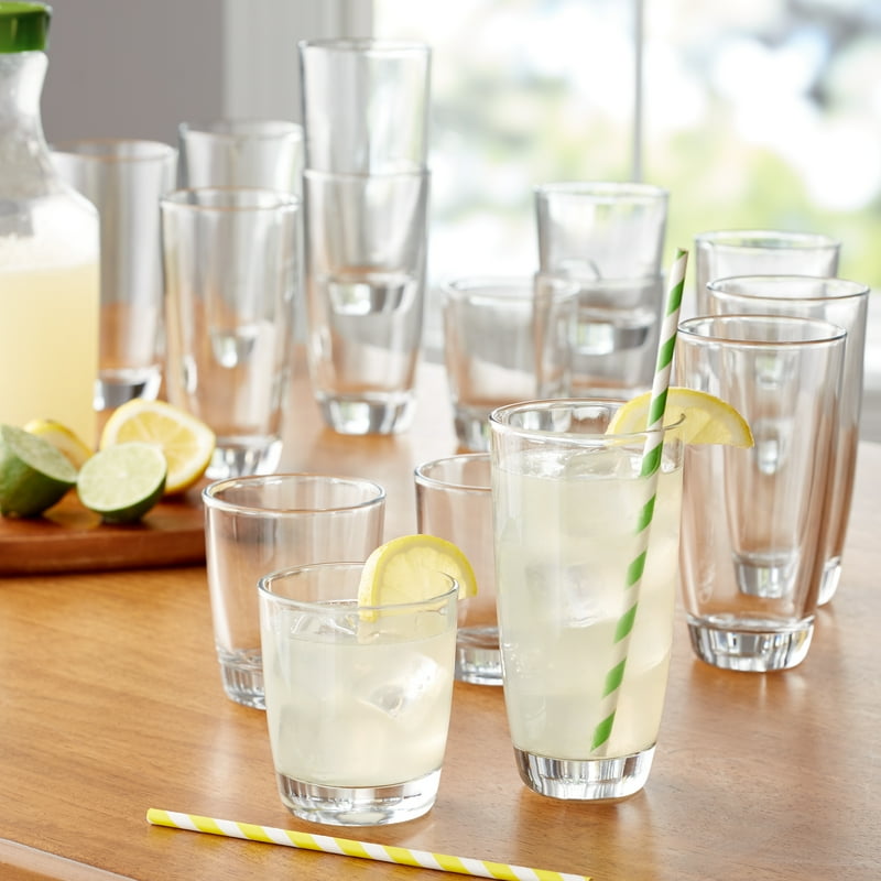 16-Piece Drinkware Glass Set - Cooler & Old-Fashioned Glasses
