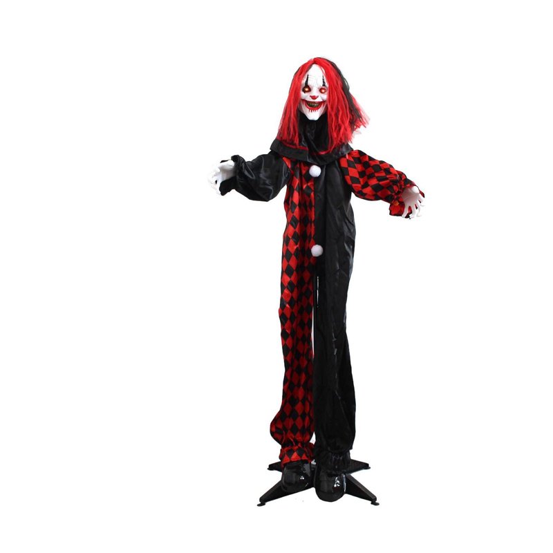 Halloween Animated Clown Decoration with Glowing Eyes - Spooky Yard & Indoor Prop