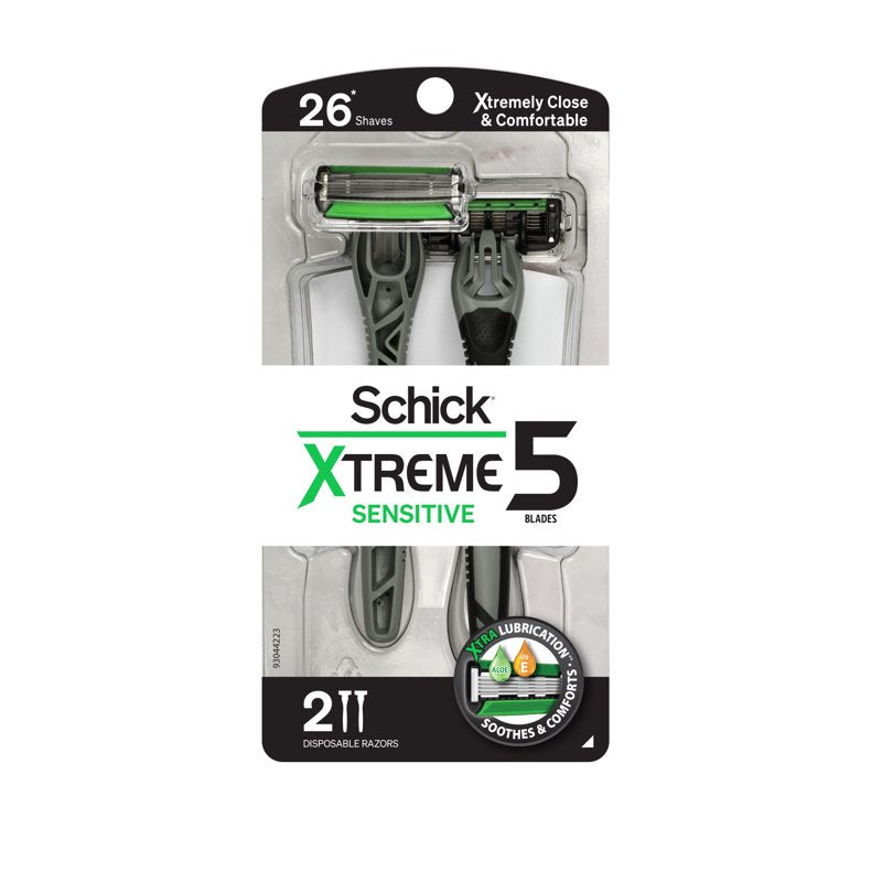 5-Blade Sensitive Disposable Razors for Men - 2 Count