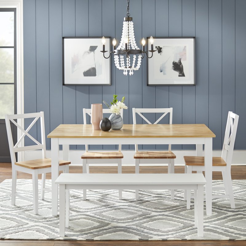 Virginia Indoor Cross-Back Dining Chair Set of 2 - White Natural