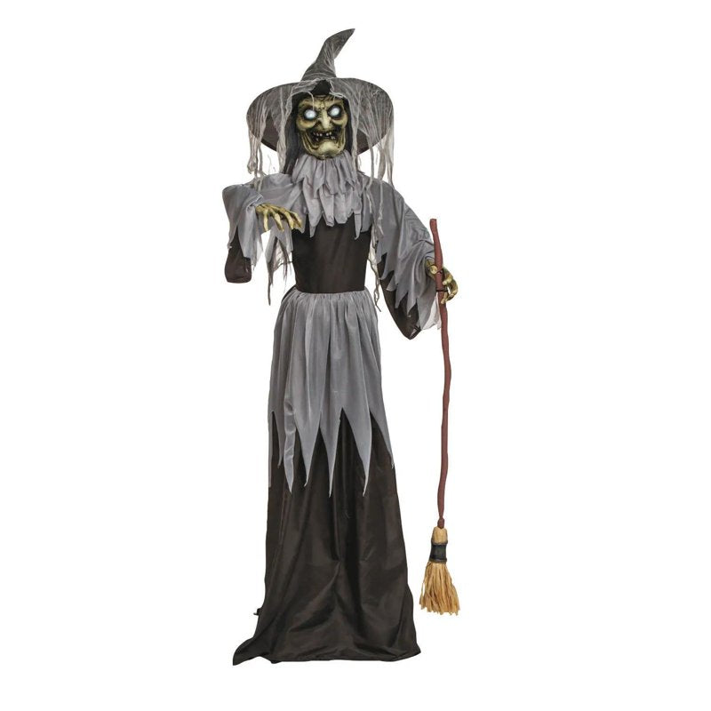 6 Ft. Animated Standing Witch Halloween Decoration with Body Turning Action