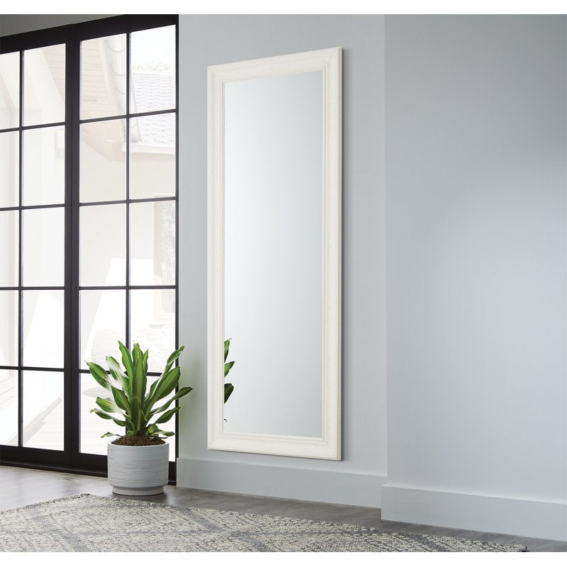 White Floor-Length Full-Size Mirror - Lean or Wall Mount, 27x70 Inches - Single Variation