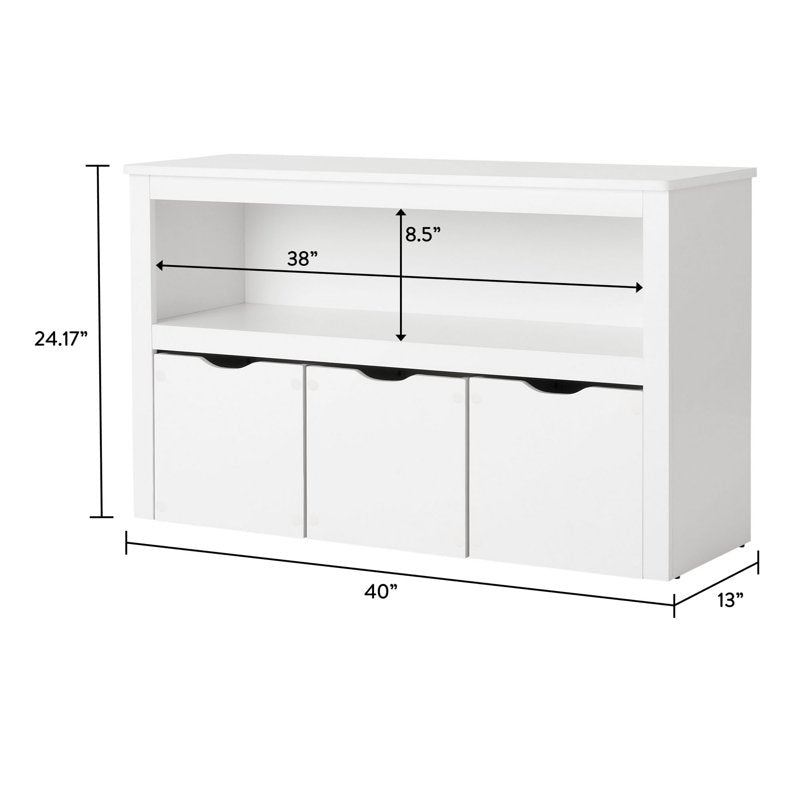 Kids Toy Storage Cabinet with 3 Rolling Bins - White