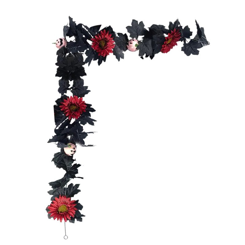 Halloween Garland Decor with Wreath - 68.9in Black Seasonal Home Decoration - Variation A