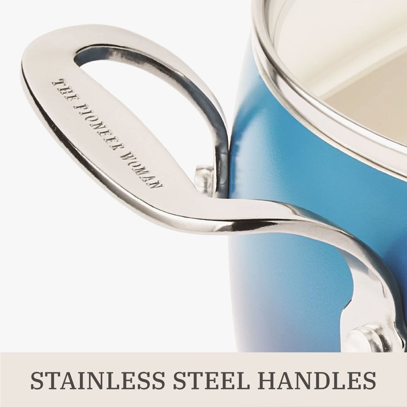 15-Piece Ceramic Nonstick Cookware Set - Denim Blue