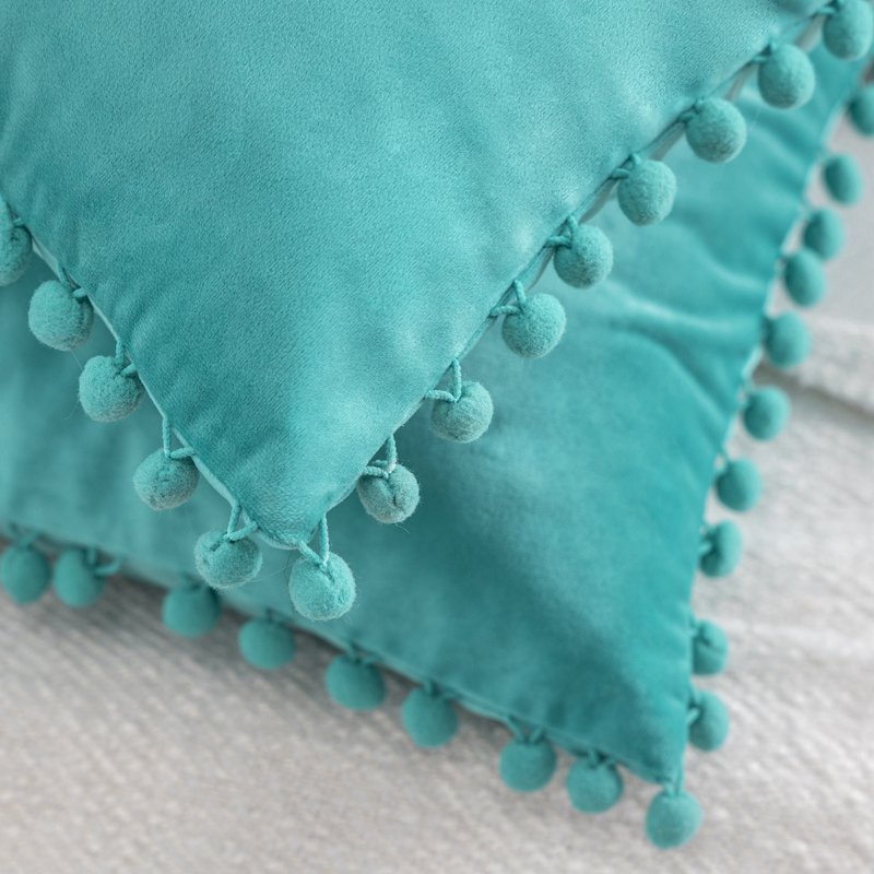 22-Inch Silky Velvet Throw Pillow Set with Inserts - Turquoise, 2 Pack