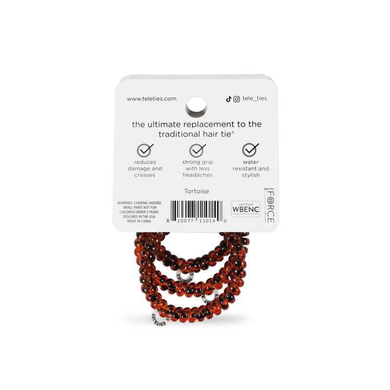 Spiral Hair Ties - Tortoise, Small, 3 Pack for Fine Hair