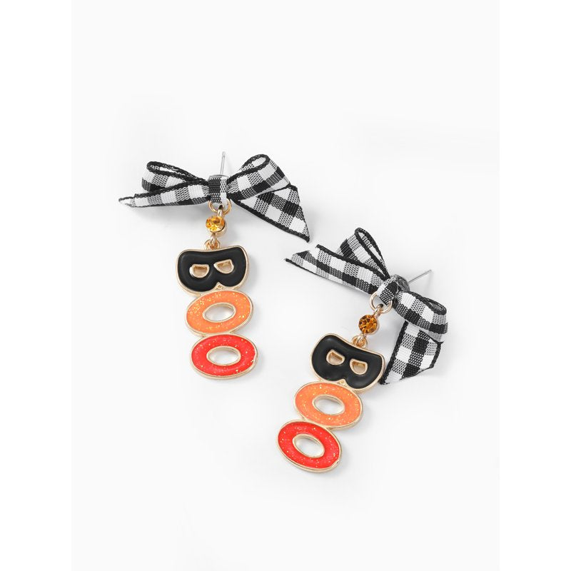 Halloween Drop Earrings - Boo Bow Dangle Earrings for Party & Costume