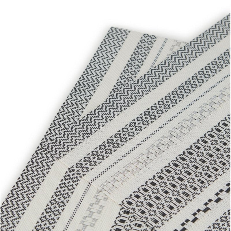 Elegant PVC Placemats Set of 6 - 12x18 in Aztec Design Glitter Black