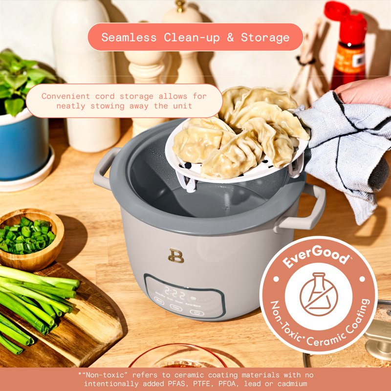 6-Cup Digital Rice Cooker with Glass Lid - Porcini Taupe