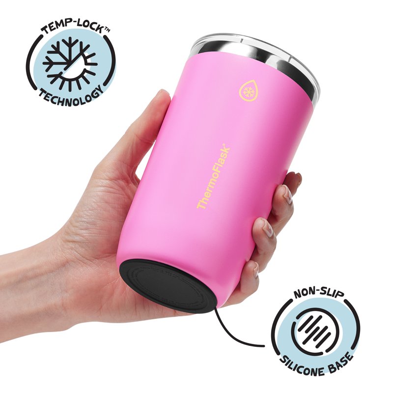 16 oz Insulated Beer Tumbler with Slider Lid - Shocking Pink