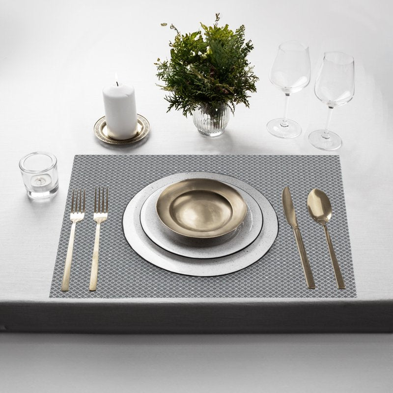 Elegant PVC Placemats Set of 6 - 12x18 in with Embedded Sparkles