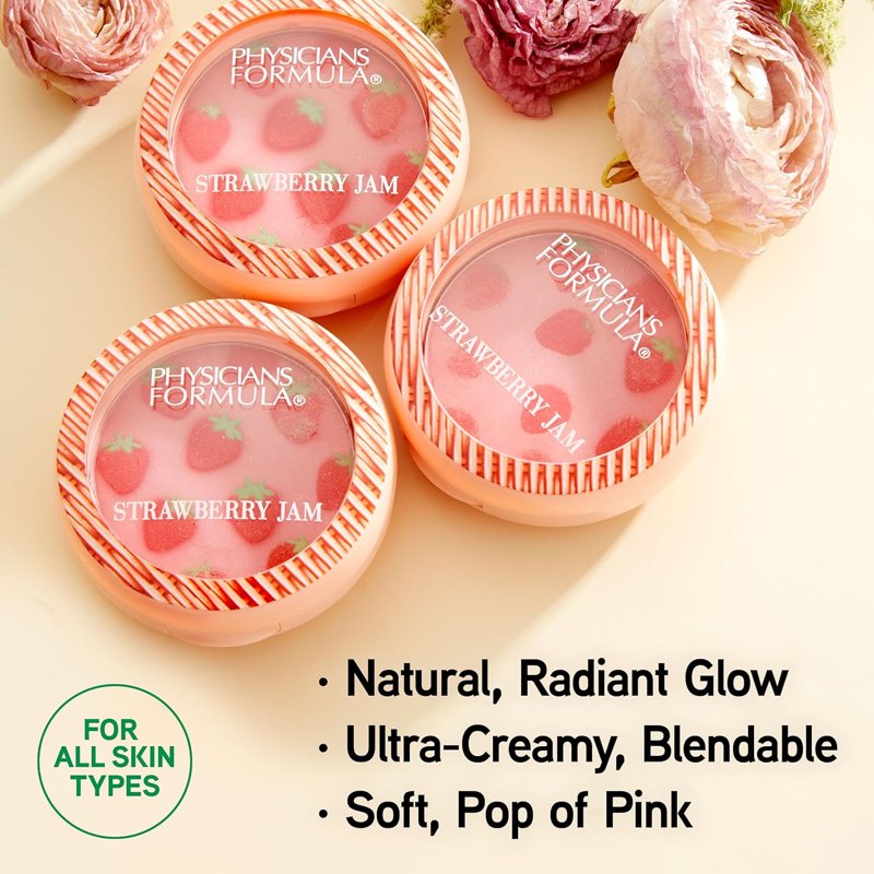 Strawberry Jam Blush with Murumuru Butter, Creamy Radiant Cheek Color 0.19 oz