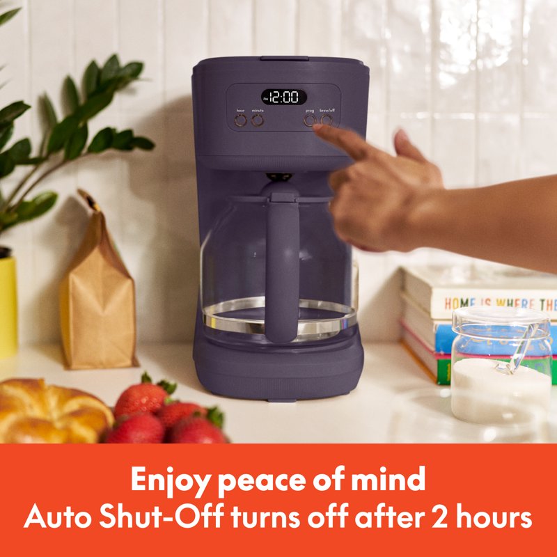 12-Cup Programmable Drip Coffee Maker with Glass Carafe - Plum