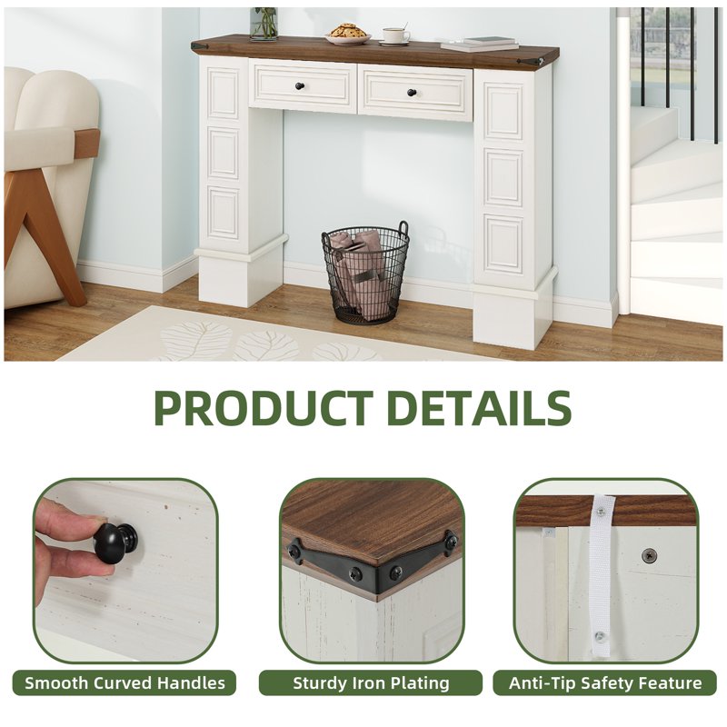 Versatile Console Table with Storage Drawers - Multiple Colors