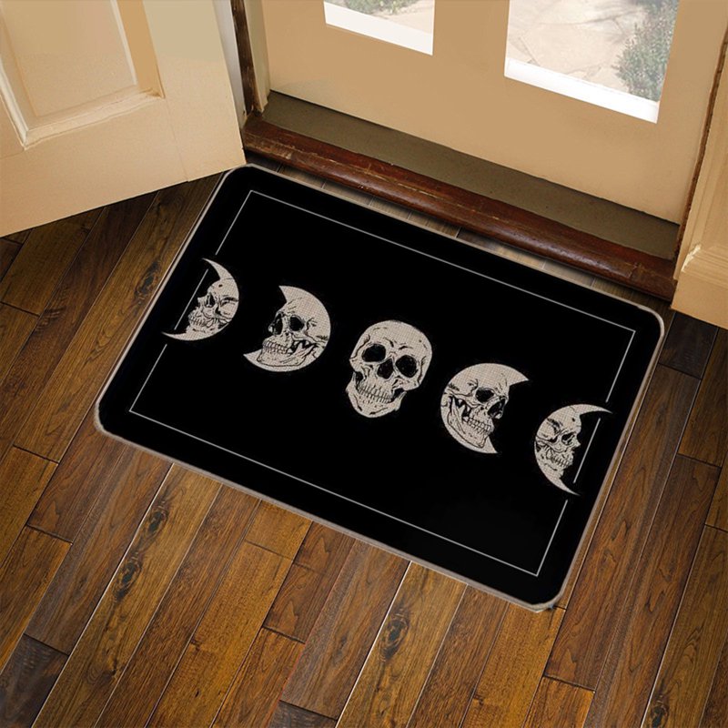 Halloween Door Mat - Spider Web Bones Welcome Doormat, Outdoor Non-Slip Rug - Variation D