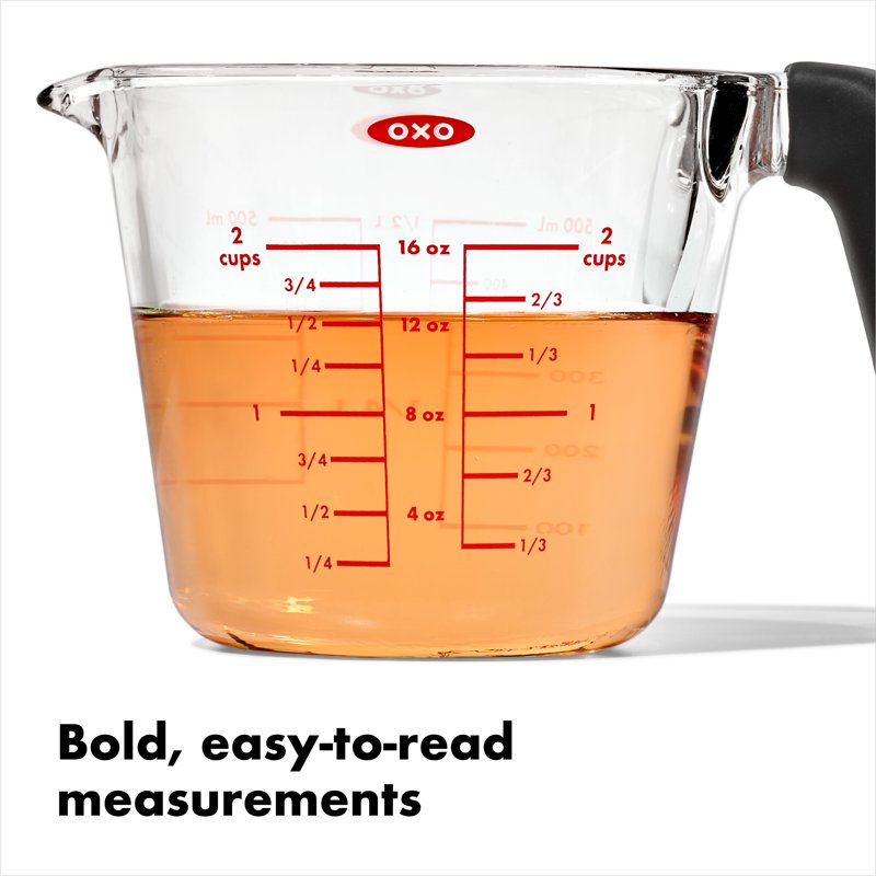 2-Cup Glass Measuring Cup with Spout - Without Lid