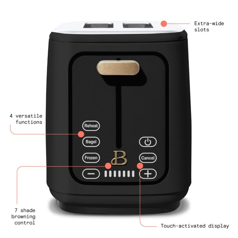2-Slice Toaster with Touch-Activated Display - Black Sesame