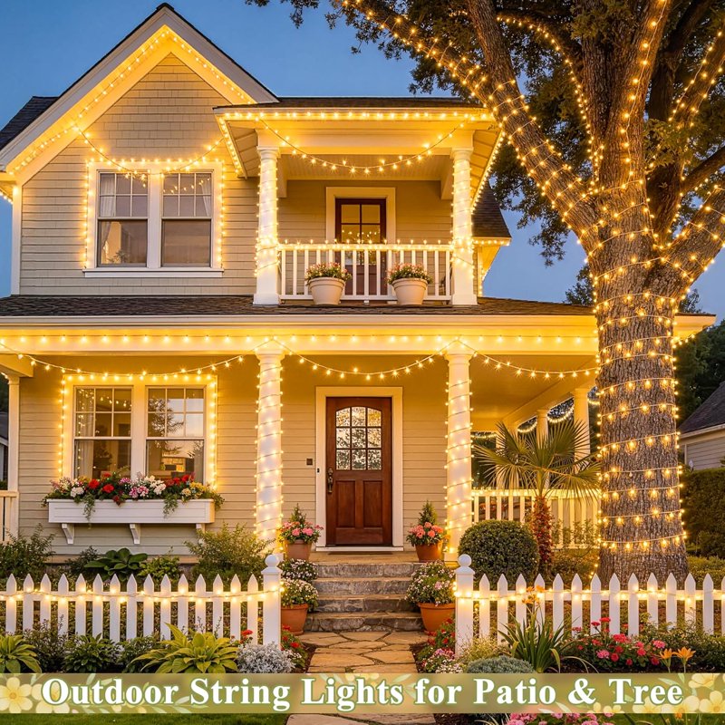 Warm White Connectable 200 LED Christmas String Lights - Indoor Outdoor 66 Ft