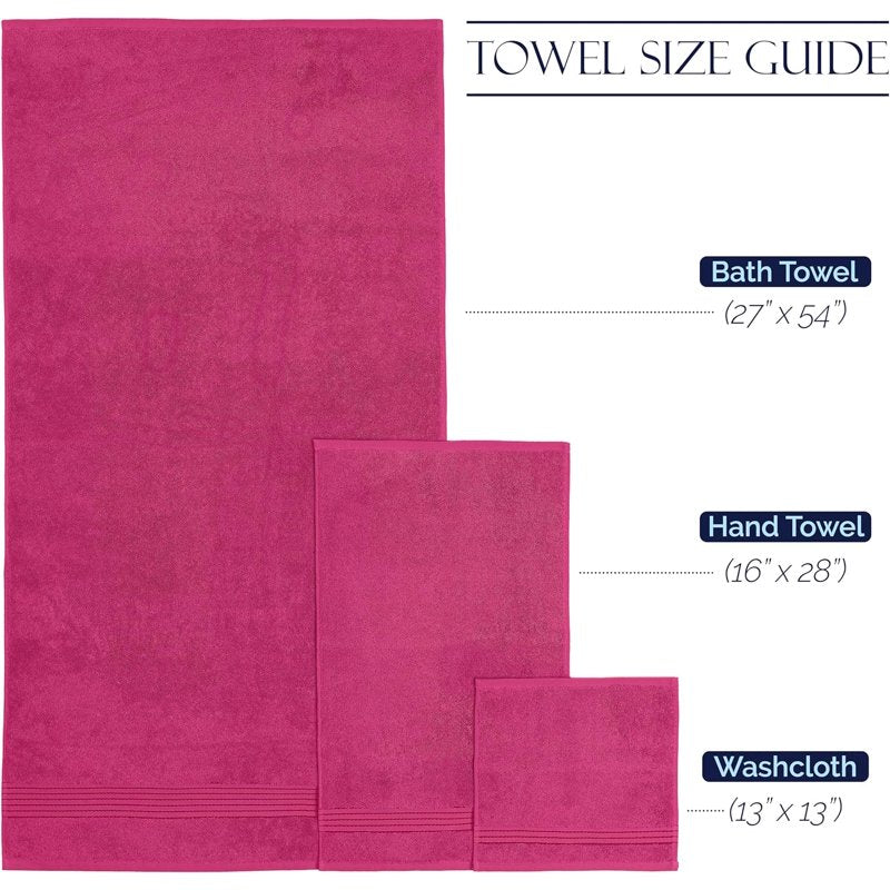 Hot Pink 6-Piece Cotton Towel Set - Premium Turkish Absorbent Bath & Hand Towels