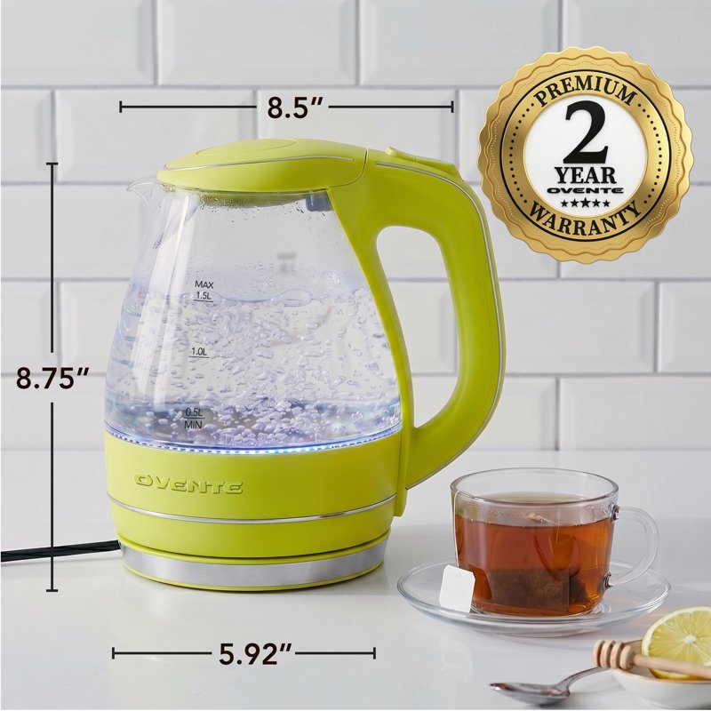 1.5L Electric Glass Kettle - Fast Boiling, BPA-Free, Green