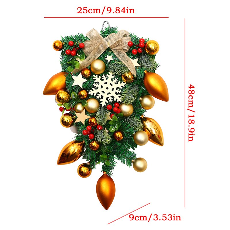 Artificial Christmas Wreath for Front Door - Farmhouse Holiday Decor, 007-Christmas