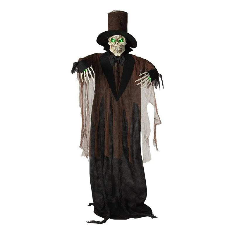 5 Ft 6 In Light-Up Black Skeleton Halloween Decoration - Standing Spooky Mannequin