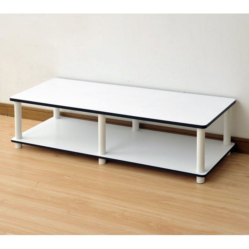 Wide TV Stand - No Tools Assembly, Plain White, 46" TV