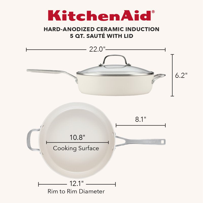 5-Quart Hard-Anodized Ceramic Induction Saute Pan with Lid