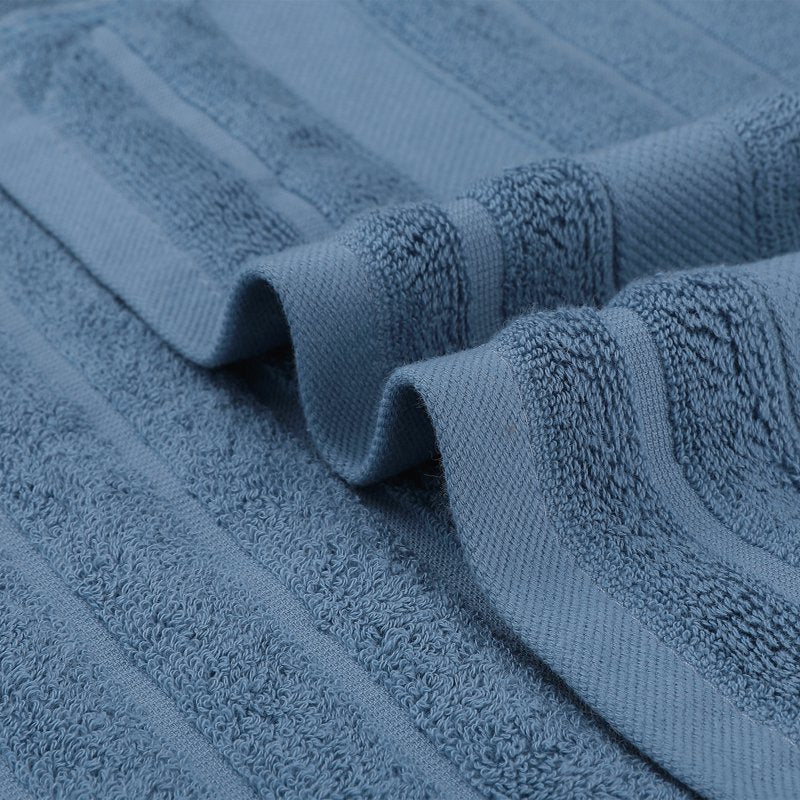 Cotton Hand Towels Set 14x30 Inches - Striped Decorative Kitchen & Bathroom Towels - Blue Pink Variation