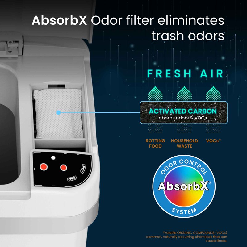 4-Gal Sensor Trash Can with Deodorizer - Pearl White