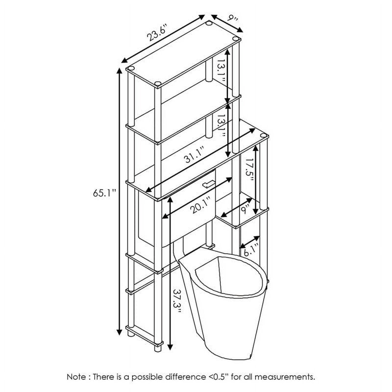 MultiColor Furinno Turn-N-Tube Toilet Space Saver with 5 Shelves - Bathroom Storage Organizer