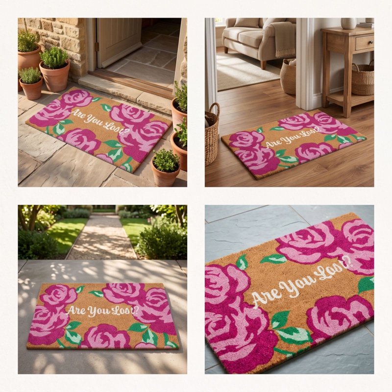 18x30 Inch Rose Floral Welcome Doormat